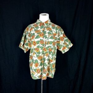 Vintage 1990s Royal Robbins World Sunflower Print Button Down Cotton Top Shirt S